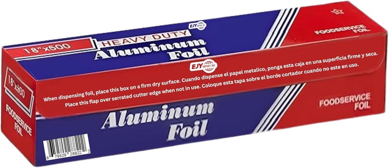 EJY IMPORT 18” x 500 Feet Heavy Duty Aluminum Foil Wrap | Commercial Grade for Food Service Industry | Aluminum Silver Foil for Cooking, Baking, Roasting, BBQ & Parties | 18"x 500 Feet Long. (1) - Image 5